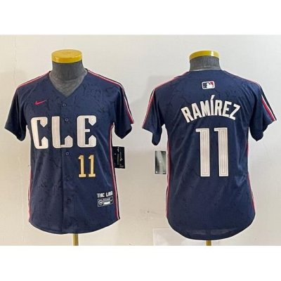 Youth Cleveland Guardians 11 Jose Ramirez Navy 2024 City Connect Limited Stitched Baseball Jersey 3