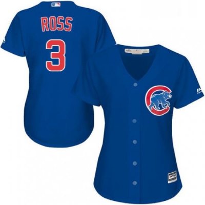 Womens Majestic Chicago Cubs 3 David Ross Authentic Royal Blue Alternate MLB Jersey