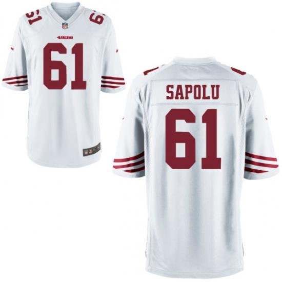 Men Nike 49ers Jesse Sapolu 61 Stitched White NFL Jersey