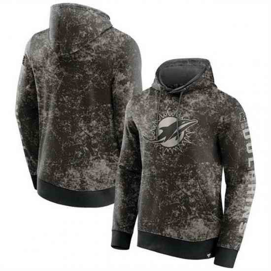 Men Miami Dolphins Black Gray Blackout Tonal Pullover Hoodie