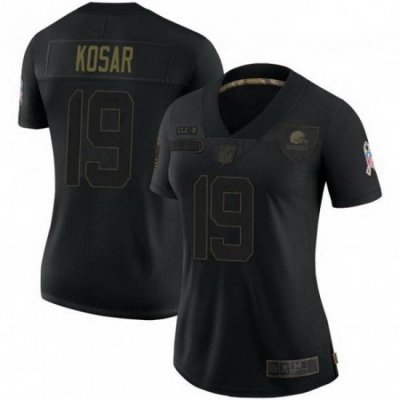 Women Cleveland Browns 19 Bernie Kosar Black 2020 Salute To Service Limited Jersey