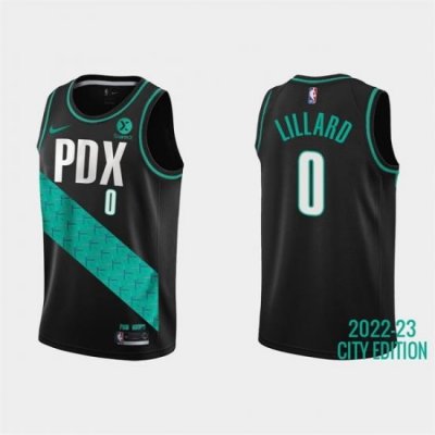 Men Portland Trail Portland Blazers 0 Damian Lillard 2022 23 Black City Edition Stitched Basketball Jersey