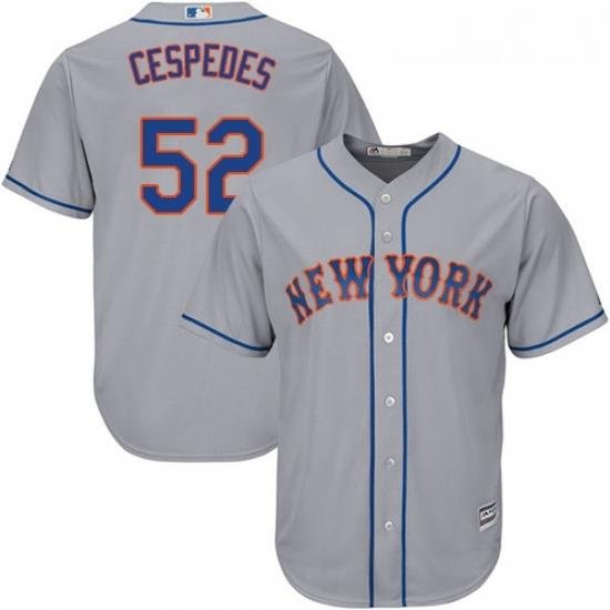 Mens Majestic NeW York Mets 52 Yoenis Cespedes Replica Grey Road Cool Base MLB Jersey