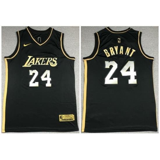 Men Los Angeles Lakers 24 Kobe Bryant Black Gold 2021 Nike Swingman Jersey