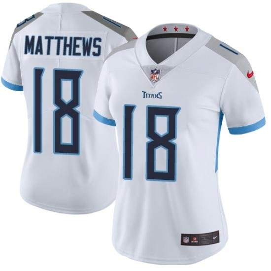 Nike Titans #18 Rishard Matthews White Womens Stitched NFL Vapor Untouchable Limited Jersey