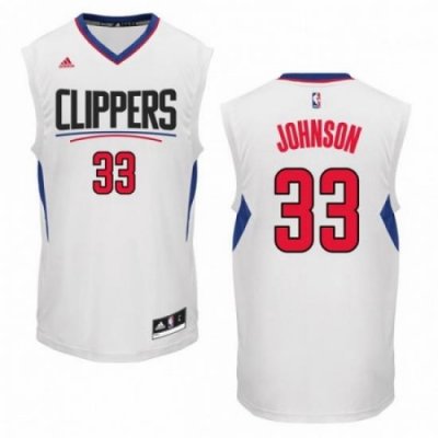 Mens Adidas Los Angeles Clippers 33 Wesley Johnson Authentic White Home NBA Jersey