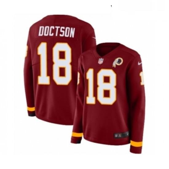 Womens Nike Washington Redskins 18 Josh Doctson Limited Burgundy Therma Long Sleeve NFL Jersey