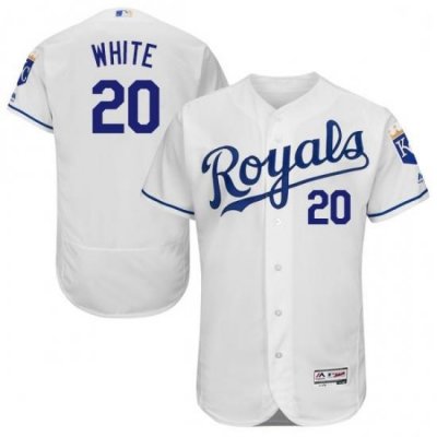 Mens Majestic Kansas City Royals 20 Frank White White Flexbase Authentic Collection MLB Jersey