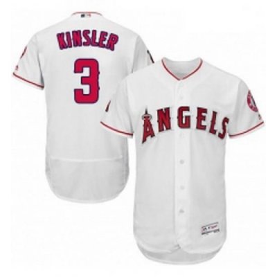 Mens Majestic Los Angeles Angels of Anaheim 3 Ian Kinsler White Home Flex Base Collection 2018 World Series Jersey