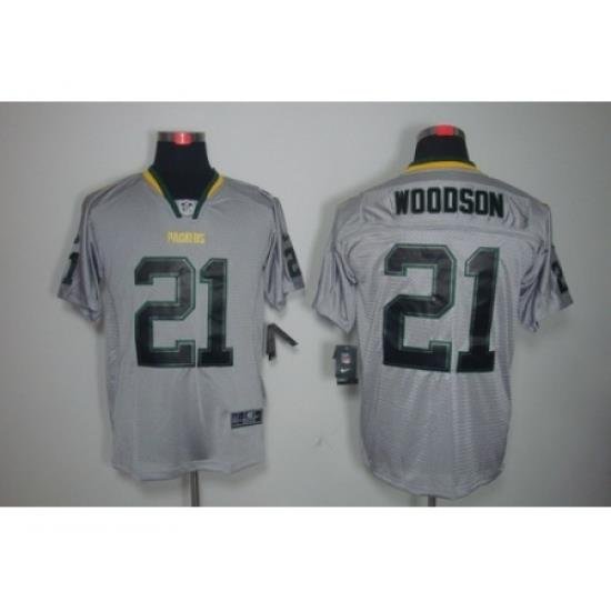 Nike Green bay Packers 21 Charles Woodson Grey Elite Lights Out NFL Jersey