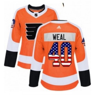 Womens Adidas Philadelphia Flyers 40 Jordan Weal Authentic Orange USA Flag Fashion NHL Jersey