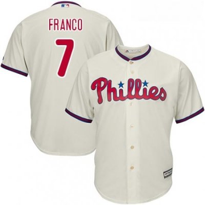 Youth Majestic Philadelphia Phillies 7 Maikel Franco Authentic Cream Alternate Cool Base MLB Jersey