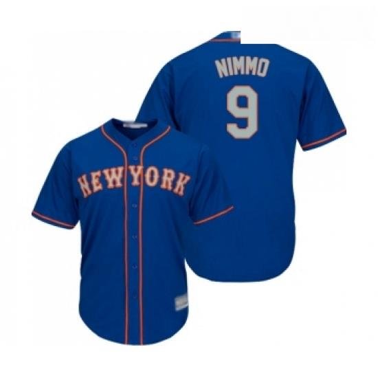 Mens NeW York Mets 9 Brandon Nimmo Replica Royal Blue Alternate Road Cool Base Baseball Jersey