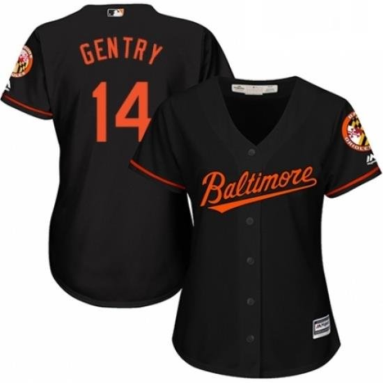 Womens Majestic Baltimore Orioles 14 Craig Gentry Authentic Black Alternate Cool Base MLB Jersey