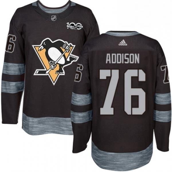 Mens Adidas Pittsburgh Penguins 76 Calen Addison Authentic Black 1917 2017 100th Anniversary NHL Jersey