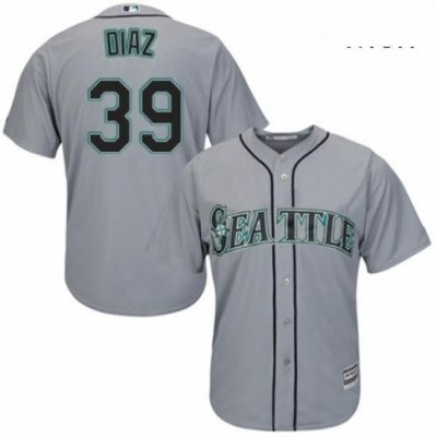 Mens Majestic Seattle Mariners 39 Edwin Diaz Replica Grey Road Cool Base MLB Jersey