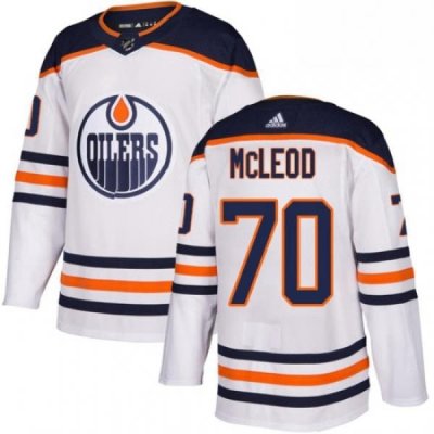 Mens Adidas Edmonton Oilers 70 Ryan McLeod Authentic White Away NHL Jersey