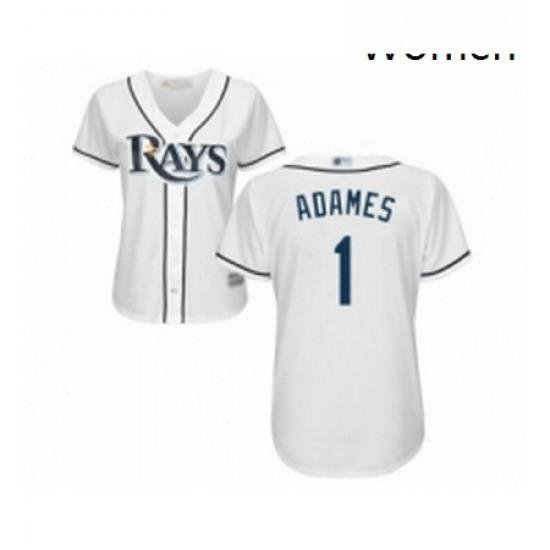 Womens Tampa Bay Rays 1 Willy Adames Replica White Home Cool Base Baseball Jersey