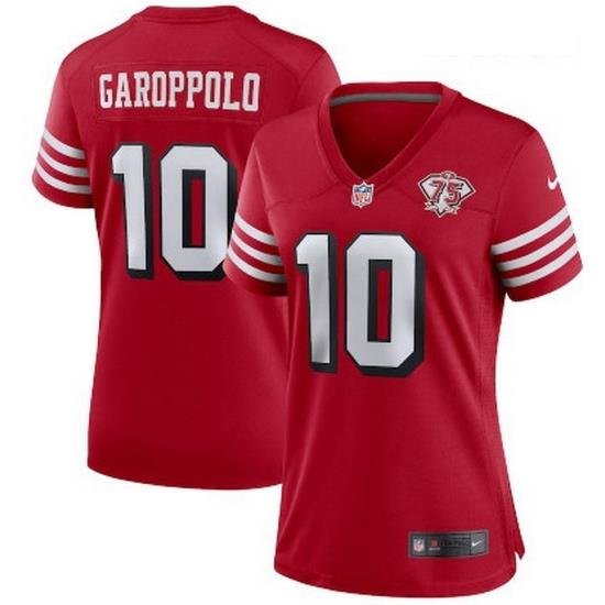 Women San Francisco 49ers 10 Jimmy Garoppolo 75th Anniversary Jersey