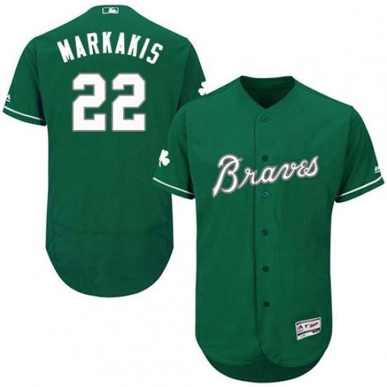 Mens Majestic Atlanta Braves 22 Nick Markakis Green Celtic Flexbase Authentic Collection MLB Jersey