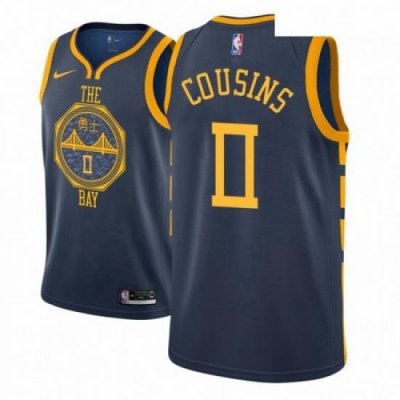 Men NBA 2018 19 Golden State Warriors 0 DeMarcus Cousins City Edition Navy Jersey