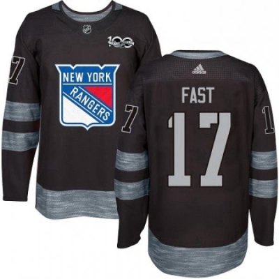 Mens Adidas New York Rangers 17 Jesper Fast Premier Black 1917 2017 100th Anniversary NHL Jersey