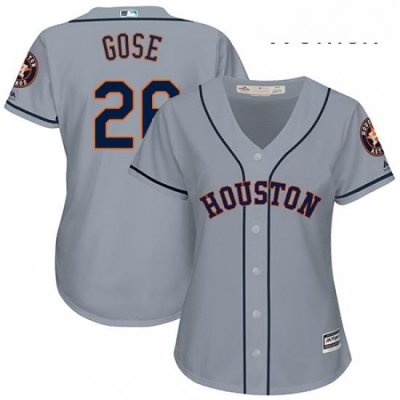 Womens Majestic Houston Astros 26 Anthony Gose Authentic Grey Road Cool Base MLB Jersey