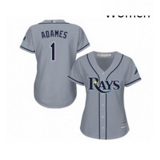 Womens Tampa Bay Rays 1 Willy Adames Replica Grey Road Cool Base Baseball Jersey