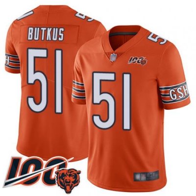 Men Chicago Bears 51 Dick Butkus Orange Alternate 100th Season Limited Football Jersey