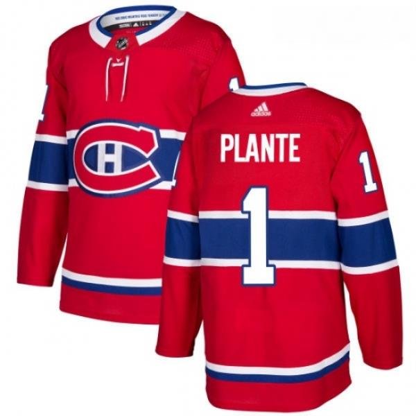 Youth Adidas Montreal Canadiens 1 Jacques Plante Authentic Red Home NHL Jersey