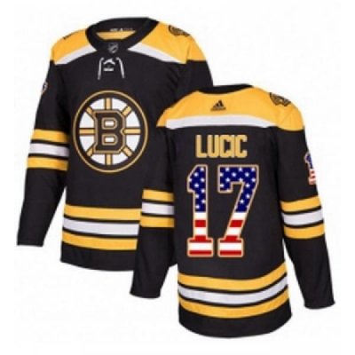 Youth Adidas Boston Bruins 17 Milan Lucic Authentic Black USA Flag Fashion NHL Jersey