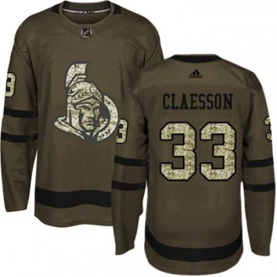 Youth Adidas Ottawa Senators 33 Fredrik Claesson Authentic Green Salute to Service NHL Jersey