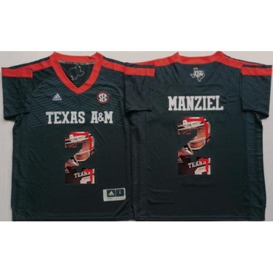 Texas A 26M Aggies 2 Johnny Manziel Black Portrait Number College Jersey