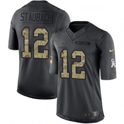 Mens Nike Dallas CoWboys 12 Roger Staubach Limited Black 2016 Salute to Service NFL Jersey