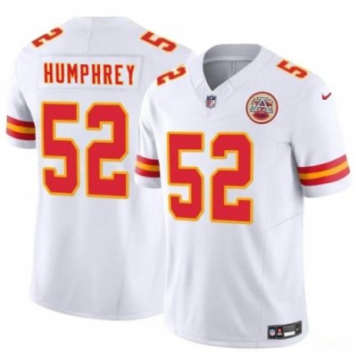 Men  Kansas City Chiefs 52 Creed Humphrey White 2024 F U S E Vapor Untouchable Limited Stitched Football Jersey