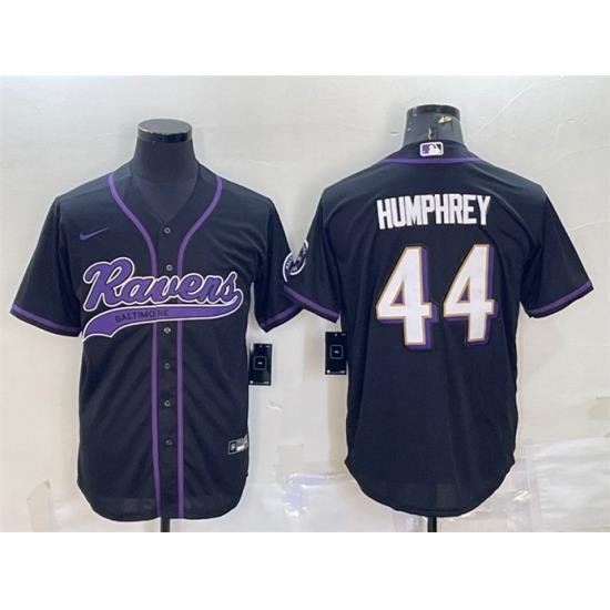 Men Baltimore Ravens 44 Marlon Humphrey Black With Patch Cool Base Stitched Baseball Jersey