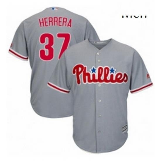 Mens Majestic Philadelphia Phillies 37 Odubel Herrera Replica Grey Road Cool Base MLB Jersey