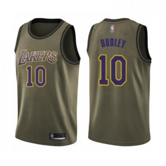 Youth Los Angeles Lakers 10 Jared Dudley Swingman Green Salute to Service Basketball Jersey