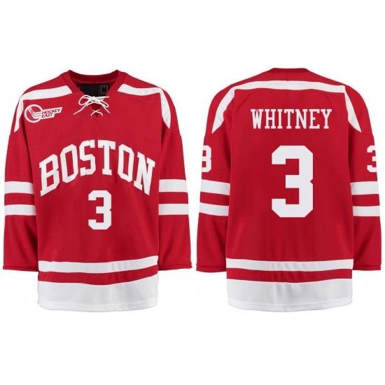 Boston University Terriers BU 3 Ryan Whitney Red Stitched Hockey Jersey