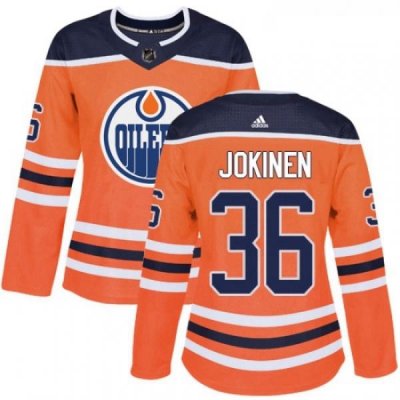 Womens Adidas Edmonton Oilers 36 Jussi Jokinen Authentic Orange Home NHL Jersey