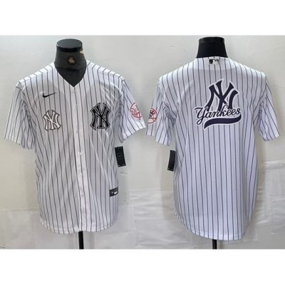 Men NeW York Yankees White Team Big Logo Cool Base Stitched Baseball Jersey 16