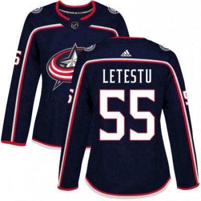 Womens Adidas Columbus Blue Jackets 55 Mark Letestu Authentic Navy Blue Home NHL Jersey