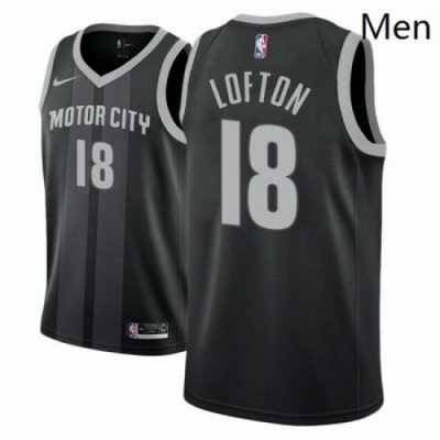 Men NBA 2018 19 Detroit Pistons 18 Zach Lofton City Edition Black Jersey