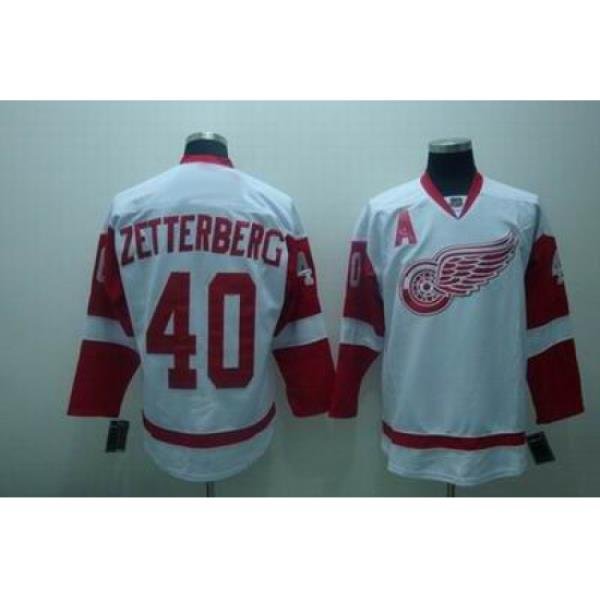 Detroit Red Wings #40 Zetterberg white Jerseys A patch