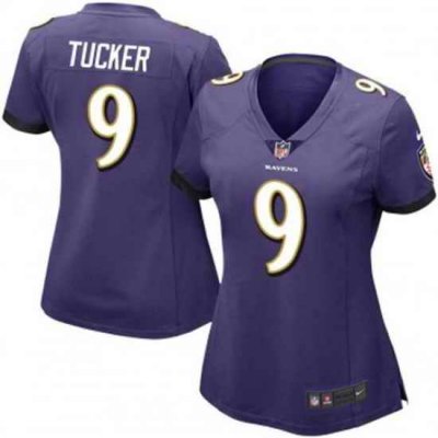 Women Baltimore Ravens 9 Justin Tucker Purple 2023 F U S E Vapor Jersey