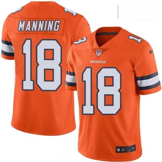 Men Nike Denver Broncos 18 Peyton Manning Limited Orange Rush Vapor Untouchable NFL Jersey