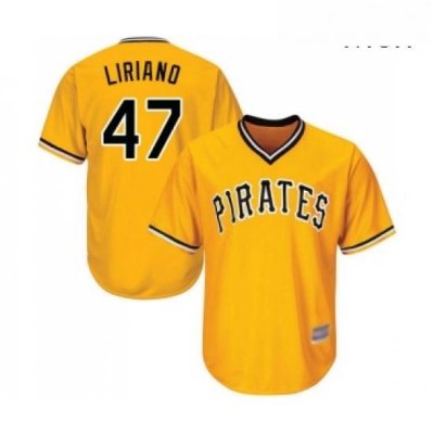 Mens Pittsburgh Pirates 47 Francisco Liriano Replica Gold Alternate Cool Base Baseball Jersey