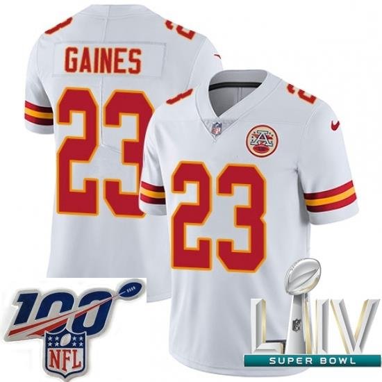 2020 Super Bowl LIV Men Nike Kansas City Chiefs #23 Phillip Gaines White Vapor Untouchable Limited Player NFL Jersey