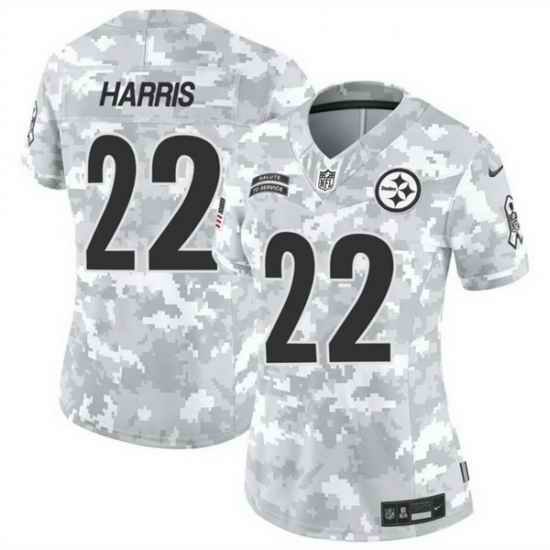 Women Pittsburgh Steelers 22 Najee Harris 2024 F U S E Arctic Camo Salute To Service Limited Stitched Football Jersey