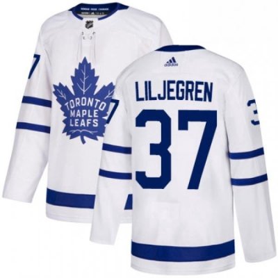 Youth Adidas Toronto Maple Leafs 37 Timothy Liljegren Authentic White Away NHL Jersey